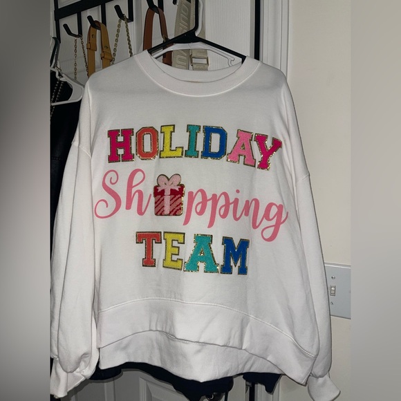 Judith March Tops - Judith March White Holiday Shopping Team Sweatshirt